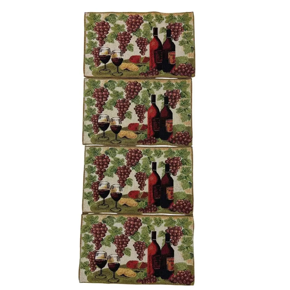 Vintage 90s Wine Grapes Tapestry Placemats Set of 8 Two Designs 18.5x11.5